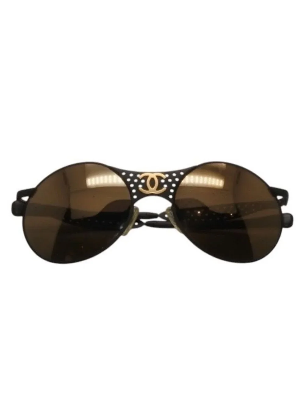 Chanel Sunglasses Eyewear CC Logo Metal Rubber Matte Black Gold
